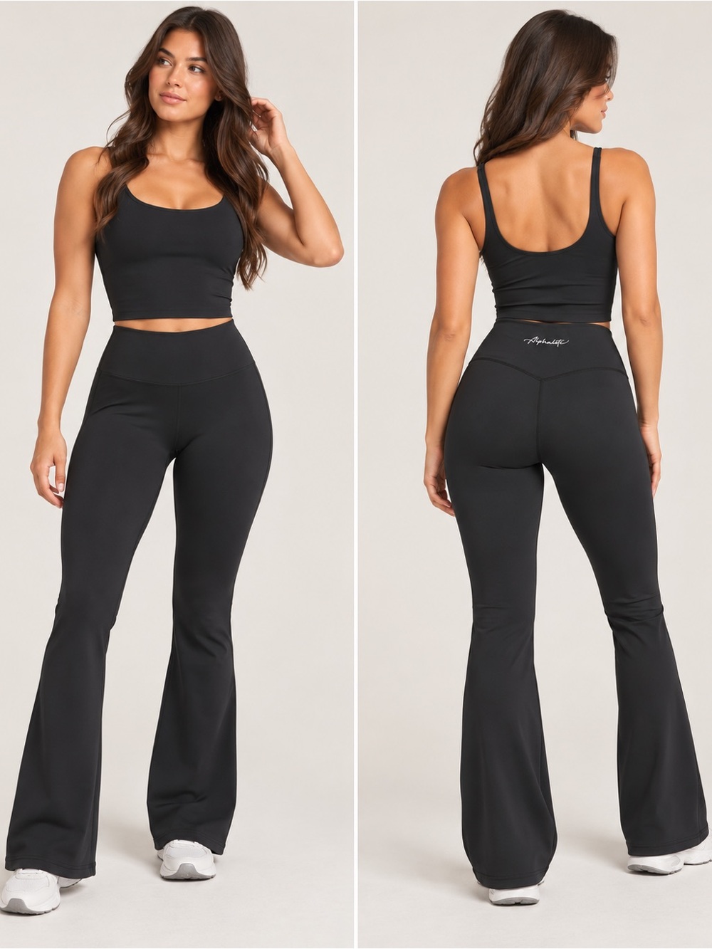 Alphalete High-Waist Black Flare Leggings Size L NWT